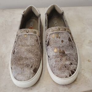 BOC Women's Haircalf Slip-On Loafers - Brown and Gold Accents